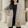 Oversize coat with pockets 100% cashmere thick knit long cardigan sweater
