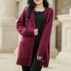 Oversize coat with pockets 100% cashmere thick knit long cardigan sweater - Image 2