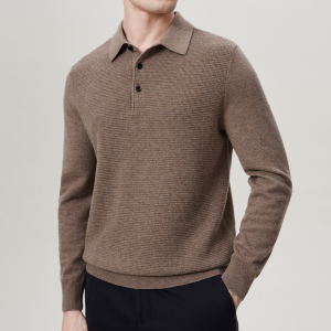 2023 Fashion custom autumn and winter new men's boys casual jacquard Polo collar sweater