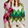 Fashion custom new autumn and winter color contrast lazy casual women's knit sweater - Image 3