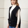 Casual 100% cashmere black ladies knitted vest - Image 3