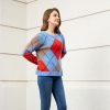Leisure 100% cashmere bright color block splicing ladies long-sleeved sweater - Image 4