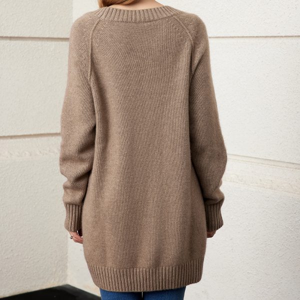 Classic warm color pattern texture ladies cashmere knit cardigan - Image 3