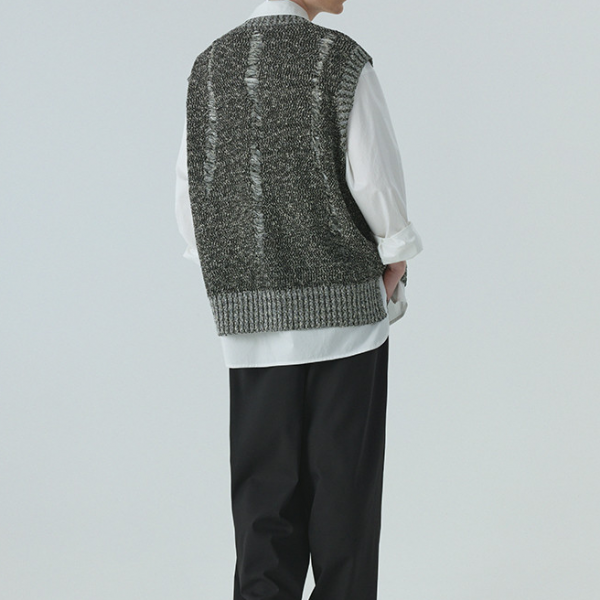 100% Cashmere Vest Sweaters sleeveless gradient color cool man vest - Image 3