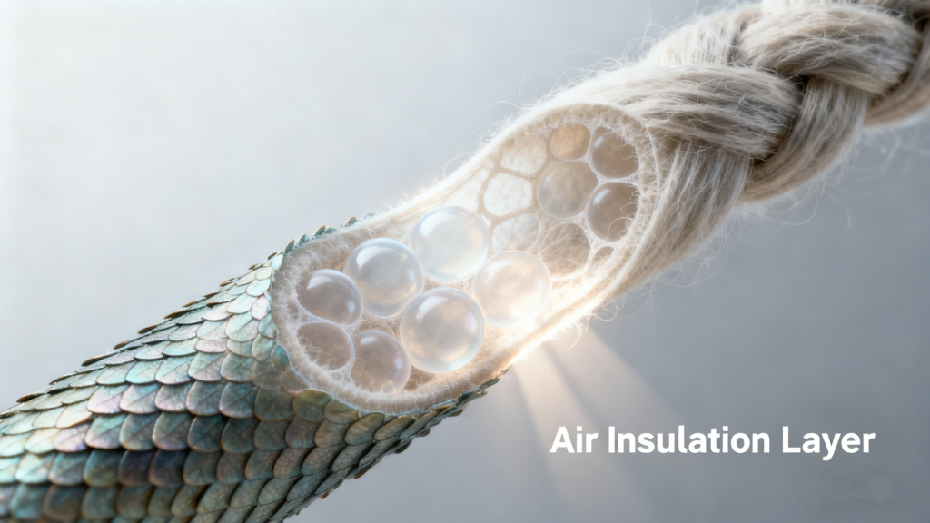 Cashmere Fiber Cross-Section: Air Insulation Layer for Warmth