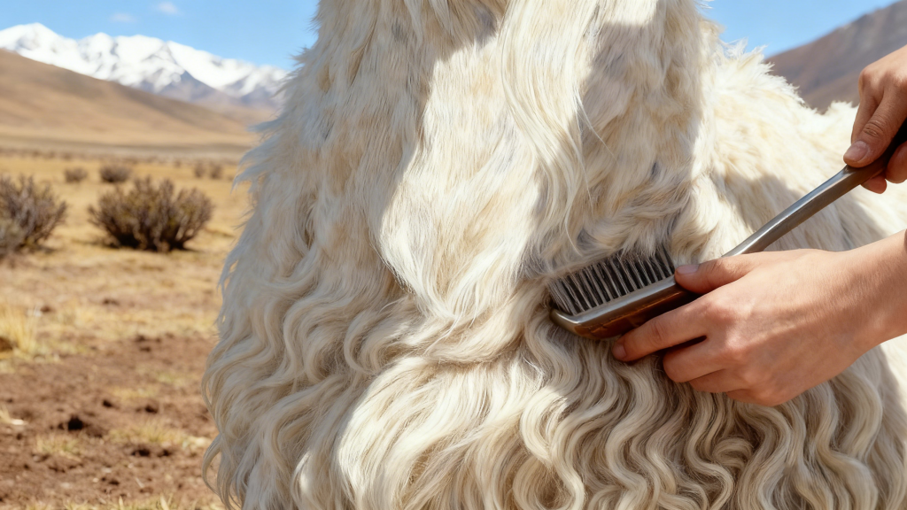 Cashmere Goat Fiber Harvesting in Mountainous Pasture