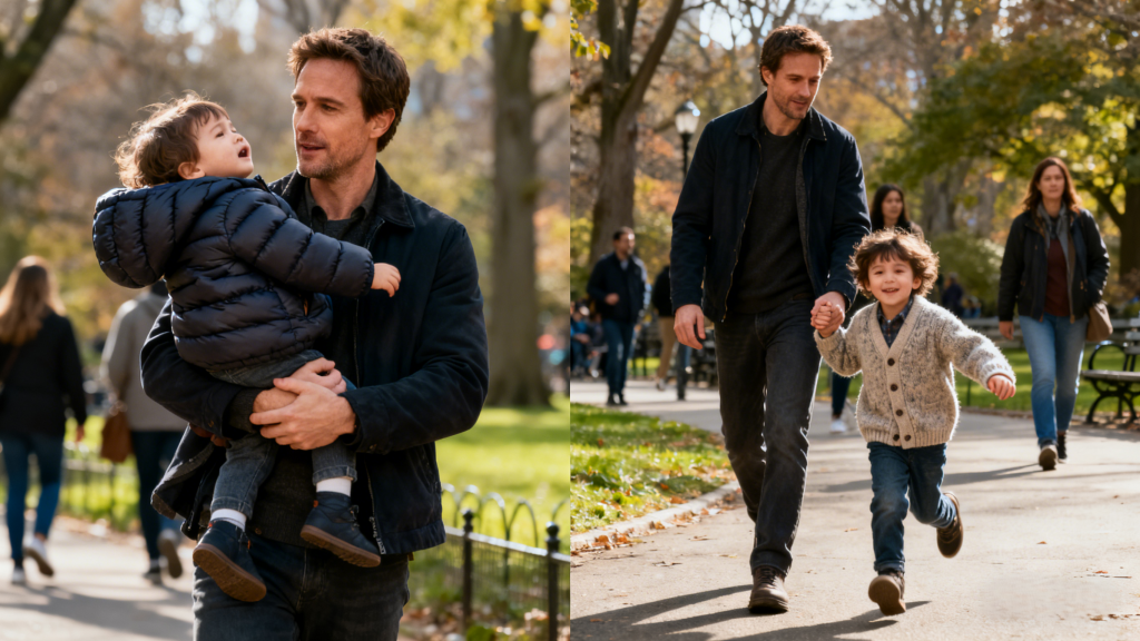 Toddler movement in cashmere vs down jacket real life