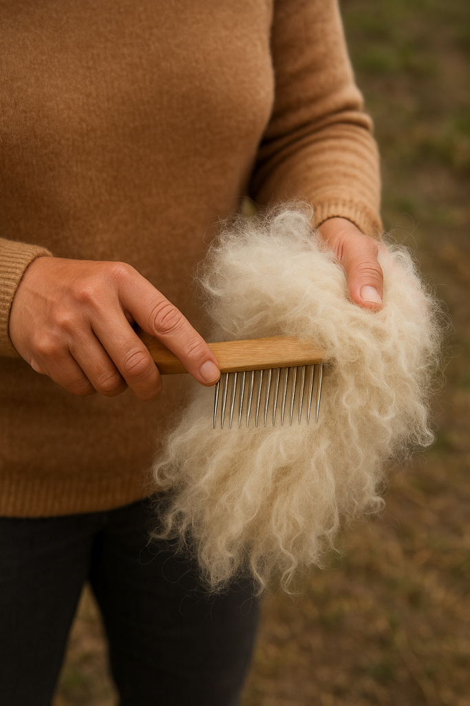 Cashmere Fiber Combing Process with Natural Wool