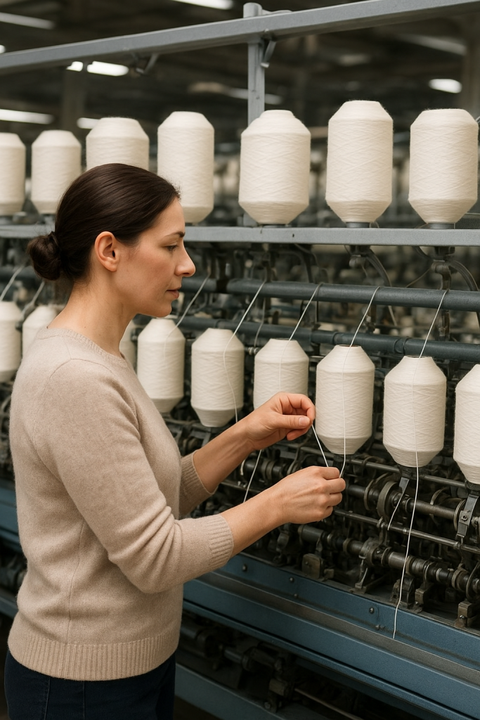 Cashmere Yarn Spinning Process in Textile Factory