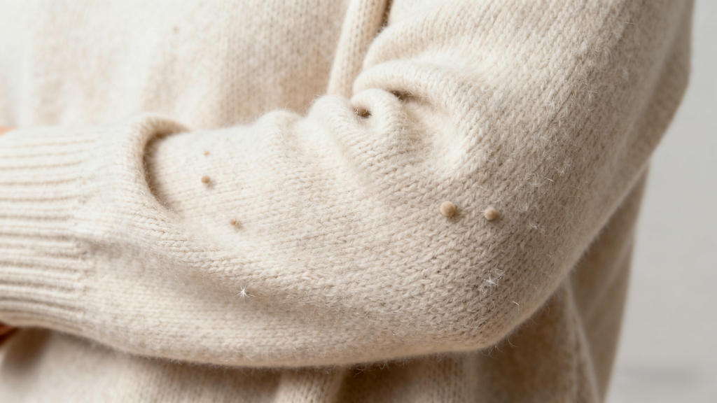 Real cashmere minor soft pilling vs synthetic blend excessive dense pilling, cashmere quality test